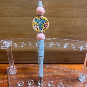 New Medical Charm Ballpoint Pen silicone beaded w/rhinestones - new in package